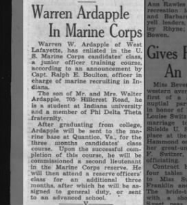 Warren Ardapple in Marine Corps