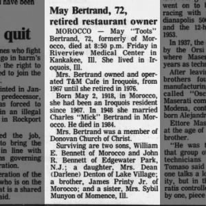 Obituary for May Bertrand (Aged 72)