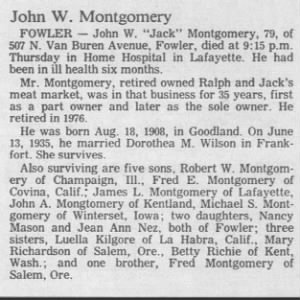 Obituary for John W. Montgomery (Aged 79)
