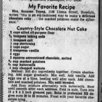 Country-Style Chocolate Nut Cake (1966)