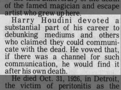 Houdini's Post-Death Plan