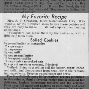 Recipe: Boiled Cookies (1968)