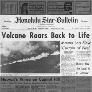 March 1984: Mauna Loa volcano reawakens after nine-year slumber