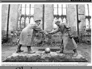 Model of the World War I Christmas truce soccer match between German and British soldiers