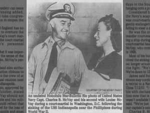 USS Indianapolis Captain Charles B. McVay and wife Louise McVay during court-martial
