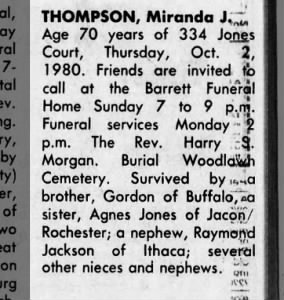 Obituary for Miranda Jackson THOMPSON (Aged 70)