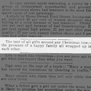 "The best of all gifts around any Christmas tree..." (1953).