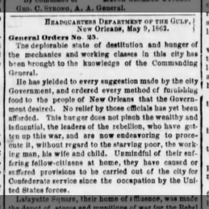 Civil War leaves people destitute and hungry in the South
