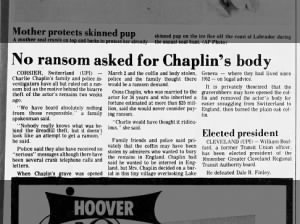Charlie Chaplin's body stolen from his grave in Switzerland