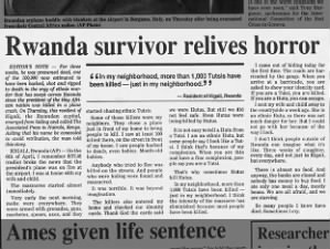 Eyewitness account of Rwandan genocide; 
