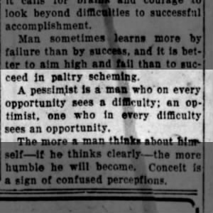 "Pessimist sees difficulty in opportunity" (1922).