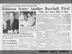 Jackie Robinson becomes first Black American named to Baseball Hall of Fame, 1962