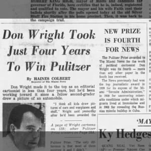 Don Wright wins Pulitzer