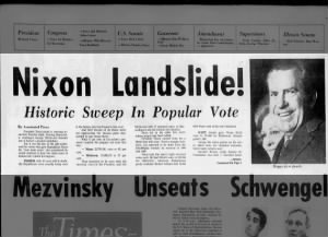 Nixon wins a landslide reelection victory after Watergate break in
