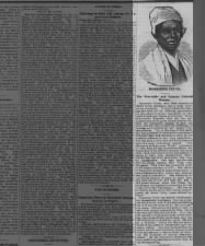 1883 obituary for Sojourner Truth, including a picture of her