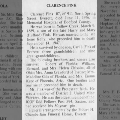 Clarence Fink obituary - Newspapers.com™