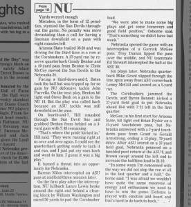 1992 Nebraska-Arizona State football, LJS4