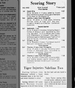 1975 Nebraska-Missouri scoring summary