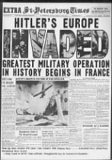 Headlines from a United States newspaper about the Normandy Landings on D-Day, 1944