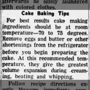 Tip: Bring cake ingredients to room temperature