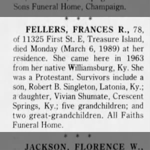 Obituary for FRANCES R. FELLERS (Aged 78)