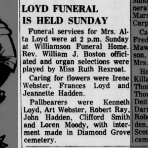 Funeral: Alta Loyd