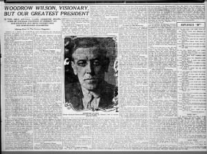 Article aims to give insight into President Woodrow Wilson’s administration and character, 1914