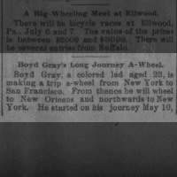 Boyd Gray's Long Journey A-Wheel.
Boyd Gray in Buffalo