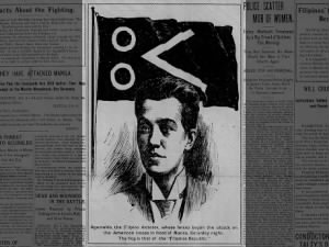 Newspaper image of Emilio Aguinaldo, Philippine revolutionary leader