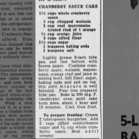 Cranberry Sauce Cake (1962)