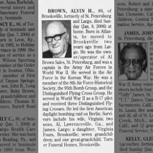 Obituary for ALVIN H. BROWN (Aged 86)