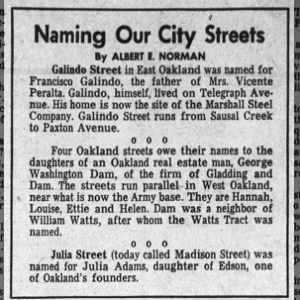 Naming Our City Streets -- Galindo, Hannah, Louise, Ettie, Helen, Julia