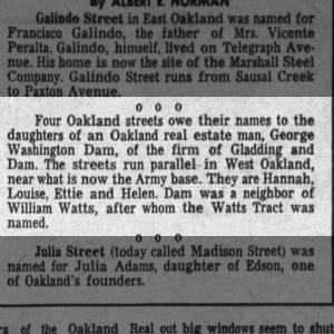 Streets Named - Oakland Tribune July 03, 1960