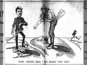 U.S. political cartoon about the beginning of the Philippine-American War