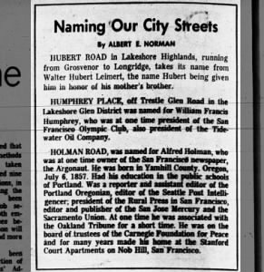 Naming Our City Streets - Hubert, Humphrey, Holman