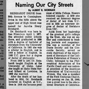 Naming Our City Streets - Reinhardt