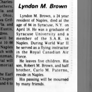Obituary for Lyndon M. Brown (Aged 84)