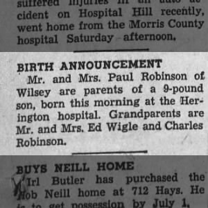 Birth: Robinson