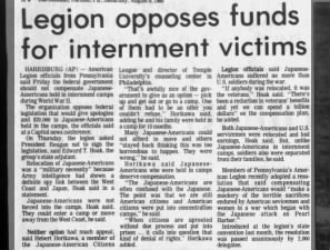 American Legion opposes proposed funds given to Japanese Americans held in internment camps