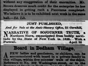 1850 newspaper ad for autobiography 