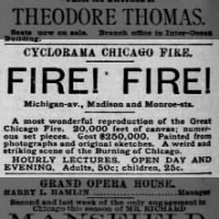 Newspaper ad announcing a 1892 cyclorama of the Great Chicago Fire