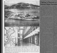 Images of Alcatraz Island and the cell block at which the “Battle of Alcatraz” occurred
