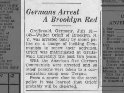 Germans Arrest A Brooklyn Red