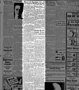 Roosevelt moves 1939 Thanksgiving