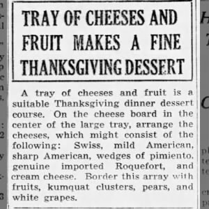 Recipe: Cheese and fruit tray (1936)