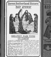 Seven Sutherland Sisters' Hair Grower ad (1908)