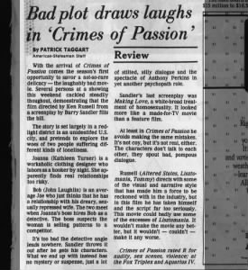Austin American-Statesman Crimes of Passion review*
