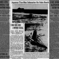 Excerpt from article on Japanese submarines used in Pearl Harbor attack; includes photos