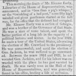 Obituary, Eleazer Early (c1779-1840)