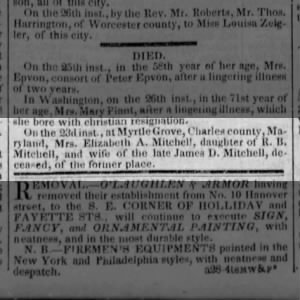 Elizabeth A Mitchell - Obit 1841